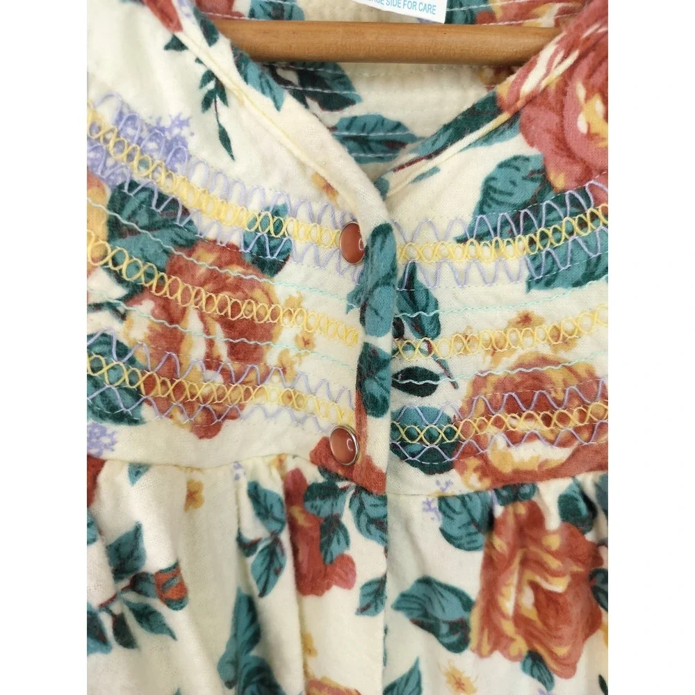 National Since 1952 Button Up House Dress Nightgown 3X Womens Floral Cotton